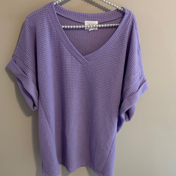 ANDREE BY UNIT Lavender Waffle Knit Top 2x - Picture 1 of 5